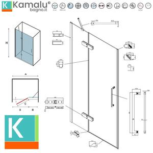 Kamalu KT4000G Moderna Porta Doccia a Battente Fissa da 120 cm, Oro Spazzolato, Senza Telaio, Spessore 10 mm, in Alluminio per Bagno, Hotel/Villa - Product Image 3