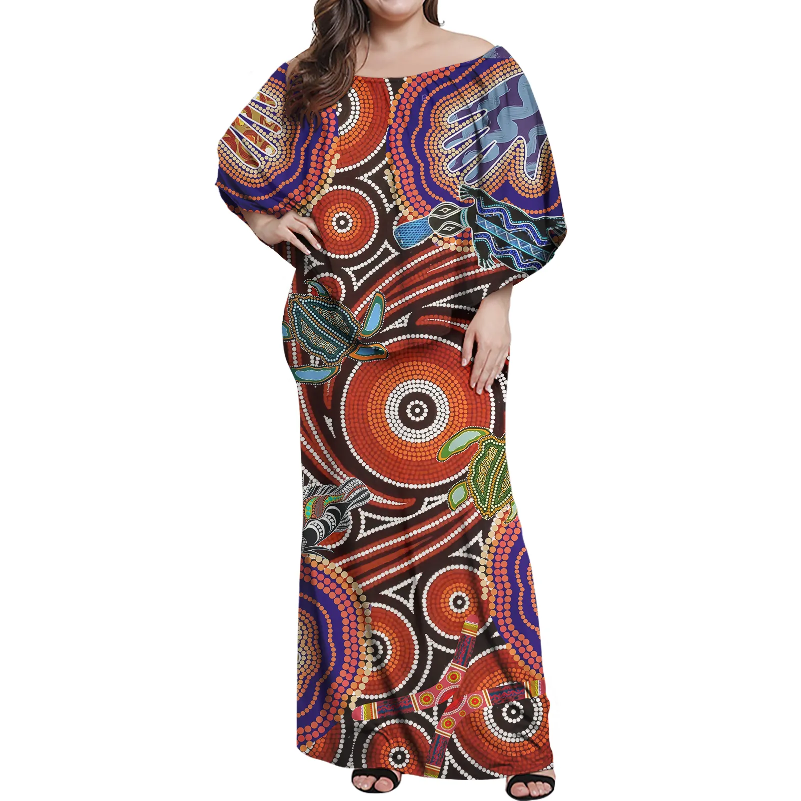 Vestido shawl aboriginal austrália, vestido pescoço de cor lisa e sem mangas