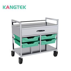 Chariot à habillage mobile utilitaire en acier inoxydable KANGTEK avec boîte en plastique - Product Image 1
