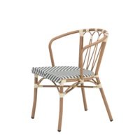 Chaise de bistrot français moderne pour l'extérieur, en tissu Texti-lene résistant aux UV, avec structure en aluminium, empilable et confortable pour hôtel et jardin