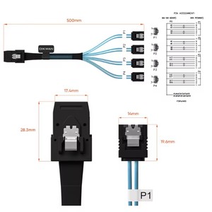 Câble Mini SAS vers 4 SATA, 36 broches <span class=keywords><strong>SFF</strong></span> <span class=keywords><strong>8087</strong></span> Host/Controller vers 7 broches SATA Target/Backplane, compatible avec PERC H310 - Product Image 6