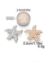 Kancing Logam Berbentuk Bintang Laut 30MM dengan Mutiara dan Rhinestone untuk Kemeja, Manset, Pakaian, Sepatu, dan Topi (Grosir)
