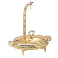 Chauffe-plat buffet professionnel en acier inoxydable et verre, couleur or, alimentation au gaz, écologique, capacité 2,2L-3L