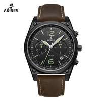 Montre chronographe automatique personnalisée avec logo client, bracelet en cuir 20 mm, acier inoxydable, montre de luxe pour homme, montres à quartz