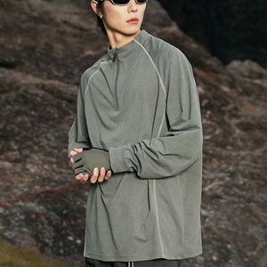 เสื้อโค้ทบางเสื้อยืดโจ๊กเกอร์คอตั้งสบายระบายอากาศไหมแข็งสำหรับกีฬากลางแจ้งในชีวิตประจำวันแฟชั่นยอดนิยมดีไซน์เท่ - Product Image 5