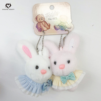 Porte-clés pendentif en peluche authentique sous licence IP, doux et mignon, petit ours ou lapin, style dessin animé