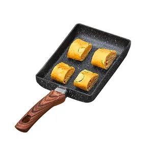 Panci anti lengket batu kualitas tinggi, panci omelet persegi gaya Jepang penggorengan kecil untuk dapur rumah