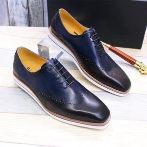 รองเท้าออกซ์ฟอร์ดลำลองผู้ชาย ดีไซน์หลากสีคุณภาพสูง หนังวัว น้ำหนักเบา พื้นเรียบ เพิ่มความสูง เหมาะสำหรับธุรกิจ ฤดูใบไม้ร่วง - Product Image 6