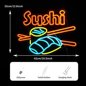 ไฟนีออนซูชิ LED ตกแต่งผนัง ใช้พลังงานจาก USB ป้ายบอกทางเข้าร้านอาหารญี่ปุ่น ซูชิ ไฟสร้างบรรยากาศ ป้ายเรืองแสง 5V 12V - Product Image 2