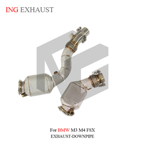 ING pour <span class=keywords><strong>BMW</strong></span> <span class=keywords><strong>M3</strong></span> M4 F80 F82 3.0T Downpipe d'échappement en acier inoxydable avec bouclier thermique, pièces de performance automobile F8X - Product Image 4
