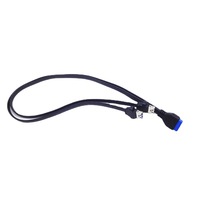 Cable de Extensión Doble de 20 Pines para Placa Base USB 3.0 con Conectores para Panel Frontal y Transferencia de Datos