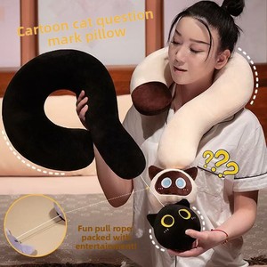 Éxito de ventas transfronterizo: Almohada decorativa de <span class=keywords><strong>gato</strong></span> negro, juguete de peluche, muñeco de trapo unisex, de algodón PP y poliéster, bajo MOQ, venta al por mayor para aniversarios - Product Image 4