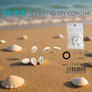 Perline di conchiglia Ilan 18-20 mm con bordo dorato e foro laterale per fai da te, 6 pezzi - Product Image 3