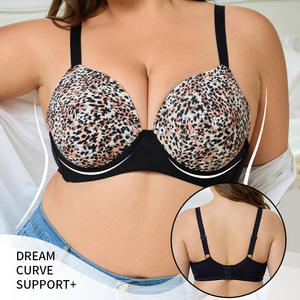 Sujetador ZOYIAME <span class=keywords><strong>Talla</strong></span> Grande con Estampado de Leopardo para Mujer, Tirantes Ajustables, Copas Grandes, Push-Up, Soporte con Aros, Copa 3/4 - Product Image 1