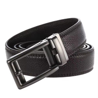 Ceinture en cuir réglable sans trou pour hommes, en cuir pleine fleur grainé, pour affaires et bureau, personnalisable avec logo gravé