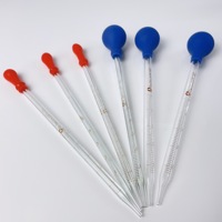 Burette de verre 0.5ml 1ml 2ml 3ml 5ml 10ml Pipette liquide Pasteur en verre compte-gouttes graduée avec tête d'ampoule en caoutchouc
