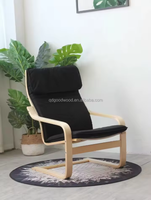 Fauteuil de lecture ergonomique et moderne en bois courbé, durable, pour salon, fauteuil inclinable rembourré