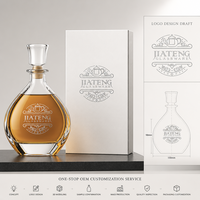 Botella de Vidrio Transparente Vacía para Impresión de Serigrafía de Gran Volumen y Forma Personalizada para Ron, Vodka, Whisky, Brandy