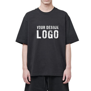 Camiseta de Hombre de Moda Americana, Media Manga, Cuello Pequeño, Holgada, Personalizada, de Algodón Lavado, Hombros Caídos, Tallas Grandes - Product Image 1