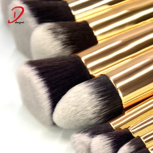Ensemble de 10 pinceaux de maquillage <span class=keywords><strong>orange</strong></span> à marque privée avec poils synthétiques et manche en bois pour usage quotidien du visage, marque OEM, incluant un pinceau anticernes - Product Image 2
