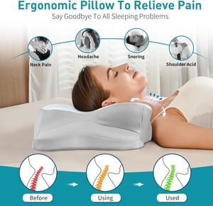 Grosir busa memori ortopedi bantal tempat tidur serviks bantal ergonomis untuk tidur kontur leher bantal pendingin - Product Image 6