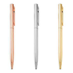 Stylo à bille en métal or rose de haute qualité, vente chaude, logo personnalisé, stylo de luxe fin pour hôtel - Product Image 1