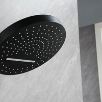 Ensemble de douche moderne noir mat encastré avec pommeau de pluie et douchette à double sortie en laiton massif, eau chaude et froide pour salle de bain