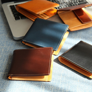 2026 New Custom Leather Short Wallet Handcrafted Tannin Leather <b>Men's</b> Anti-theft Coin-<b>Pouch</b> Wallet - Product Image 2
