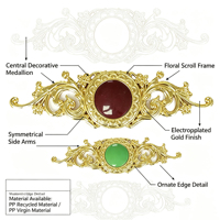 Accessoires de cercueil pour adultes à motif baroque, fleurs en plastique ABS or, argent, cuivre, décoration, fournitures funéraires en stock
