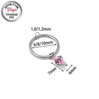 Boucles d'oreilles créoles pendantes tendance en zircon Freya pour femmes, en titane G23, pour piercing hélix, daith, lobe, bijoux de piercing, boucles d'oreilles créoles argentées