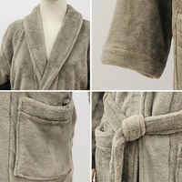 Peignoir personnalisé avec logo brodé, col châle, polyester gris, haute absorption, idéal pour les boutiques de cadeaux et les occasions festives pour femmes