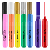 Marqueurs Jumbo Graffiti DIY 12 Couleurs, 15mm Jumbo Feutre Acrylique Peinture Marqueurs pour Peinture