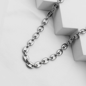 European American Hip Hop Ins Coffee Bean Titanium Steel Necklace For Women Geometric Chain Gift 455cm - Product Image 1