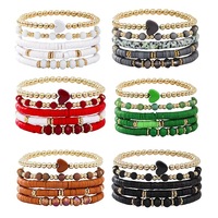 Cross-border <strong>Best</strong>-<strong>selling</strong> Women's Bohemian Ceramic Porcelain <strong>Polymer</strong> <strong>Clay</strong> Stretch-cord Bangles Heart-shaped Gold Spacer <strong>Beads</strong>