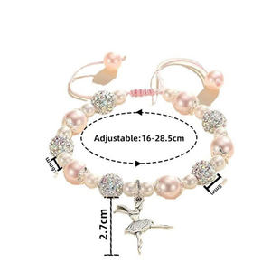 Pulseras de cuentas de perlas de imitación rosa brillante de 8mm tarjeta amante del baile equipo bailarina regalo competición escolar Ballet amigos Mate - Product Image 6