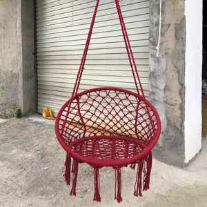<b>Hanging</b> Basket, Outdoor Handmade Cotton Rope <b>Hanging</b> Chair, Balcony Cradle Chair, Homestay, Tassel - Product Image 3