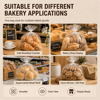 Sacs d'emballage alimentaire transparents pour boulangerie, personnalisables avec logo, en OPP/CPP, à soufflets latéraux, pour pains et pains de mie