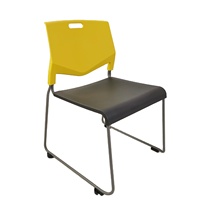 Chaise de conférence publique Nuogo GS-2402 B, base en acier moderne, plastique, empilable, connectable, facile à nettoyer