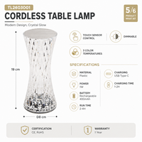 Lampe de chevet LED moderne sans fil, rechargeable, à intensité tactile, portable, température de couleur 3000K-6000K, pour chambres et décoration intérieure