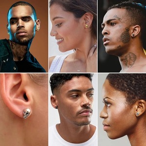 1 Par de Pendientes de Acero Inoxidable con Diseño de Calavera para Mujer, Estilo Gótico Punk, Plateados y Negros, para Fiestas Hip Hop, Cosplay, Joyería, Regalo - Product Image 6