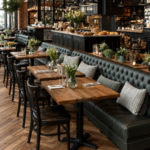 Comptoirs de restaurant en chêne et noyer sud-américain sur mesure, dessus de table en <span class=keywords><strong>bois</strong></span> massif avec bord naturel, dalle de <span class=keywords><strong>bois</strong></span> - Product Image 1
