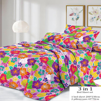 Parures de draps en microfibre imprimées, directement de l'usine, 1 drap avec 2 taies d'oreiller, taille personnalisée