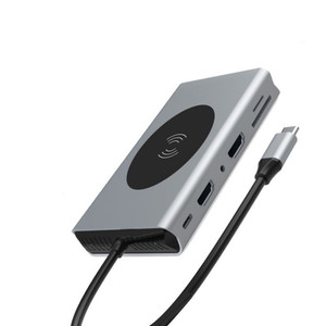 14 em 1 <span class=keywords><strong>Usb</strong></span> 3.0 Tipo <span class=keywords><strong>C</strong></span> <span class=keywords><strong>Hub</strong></span> <span class=keywords><strong>Multiport</strong></span> Dock Station Carregador Sem Fio Monitor Duplo Dock Rj45 Tf Pd Adaptador de Carregamento Power <span class=keywords><strong>Usb</strong></span> <span class=keywords><strong>Hub</strong></span> - Product Image 3