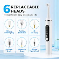 Nettoyeur dentaire électrique avec lumière LED, 5 modes, polisseur sonique pour les dents avec 6 têtes interchangeables, éliminateur de plaque et de tartre pour usage domestique