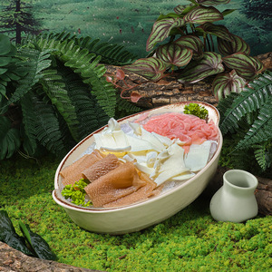 Plato Creativo de Hot Pot de la marca The Mountain Slowly Emerging from the Mountain, Plato de Tripa y Tres Bocadillos Crujientes, Tazón Yuanbao, Recién Preparado - Product Image 2