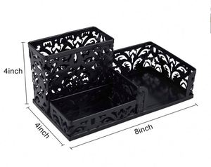 Metal Desk <b>Organizer</b> 3 Compartment Pen Holder for Desk Office Supplies Caddy with Sticky Notes Holder - Product Image 4