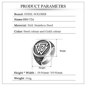 SS8-724R Soldat En Acier Inoxydable Anneau En Acier Or Et Ruban Triangle Motif Bijoux de Punk Anneau Pour Hommes <span class=keywords><strong>Garçon</strong></span> - Product Image 6
