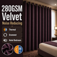 Rideaux occultants en velours épais polyester/lin 280 GSM, sur mesure, OEM, isolants thermiques, anti-bruit, motorisés, plis français