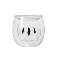 Tasse de boisson au lait pour femme, Double verre mignon Mickey Transparent Restaurant Milkshake Cappuccino Latte