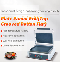 Équipement de cuisine professionnelle, plaque de cuisson électrique en acier inoxydable, gril panini (dessus rainuré, dessous plat), réglage multi-niveaux facile
